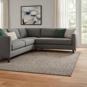 HomeRoots 9' X 12' Washable Chocolate Gray & Charcoal Floral Area Rug – Stylish, Durable, UV-Protected Design 656812