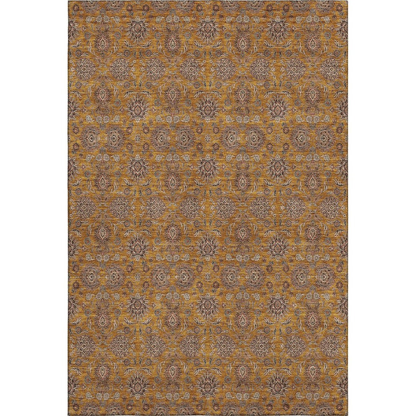 HomeRoots 5' Copper Beige and Gray Floral Area Rug – Durable, Washable, UV Protected for Everyday Living 656815
