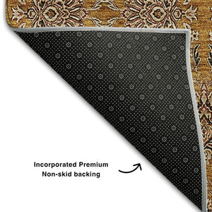 HomeRoots 5' Copper Beige and Gray Floral Area Rug – Durable, Washable, UV Protected for Everyday Living 656815