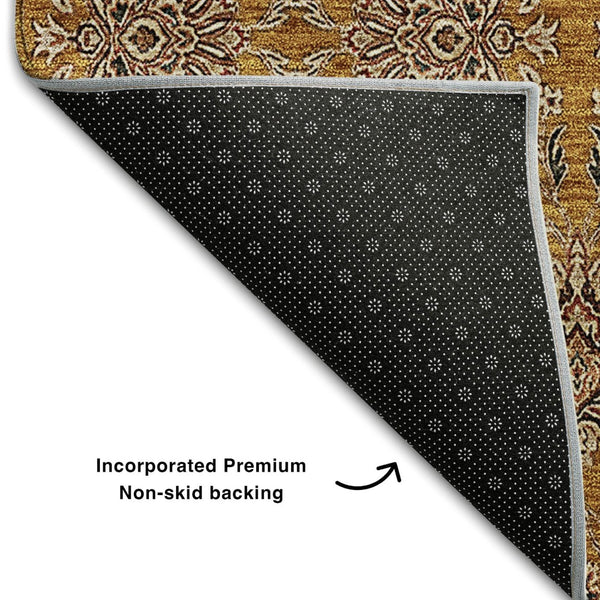 HomeRoots 5' Copper Beige and Gray Floral Area Rug – Durable, Washable, UV Protected for Everyday Living 656815