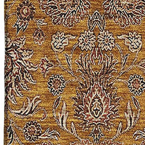 HomeRoots 5' Copper Beige and Gray Floral Area Rug – Durable, Washable, UV Protected for Everyday Living 656815