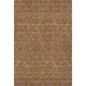 HomeRoots 5' Copper Beige and Gray Floral Area Rug – Durable, Washable, UV Protected for Everyday Living 656815