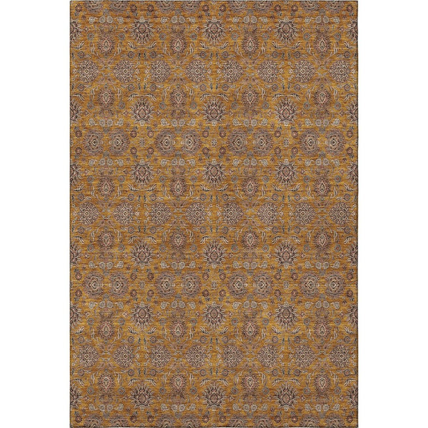 HomeRoots 5' Copper Beige and Gray Floral Area Rug – Durable, Washable, UV Protected for Everyday Living 656815