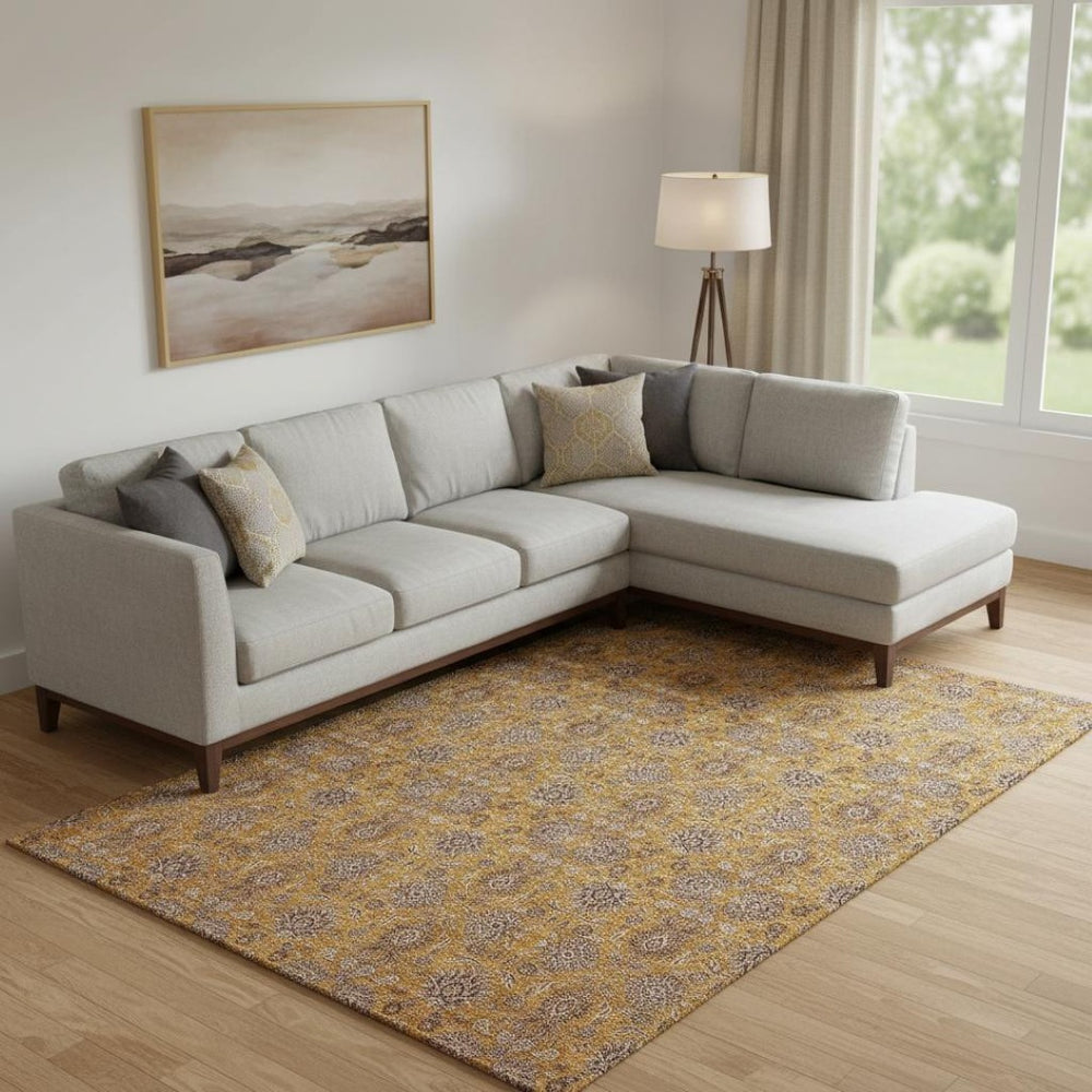 HomeRoots 8' X 10' Elegant Floral Area Rug in Copper Beige & Gray - Washable, UV Protected, Durable Design 656817