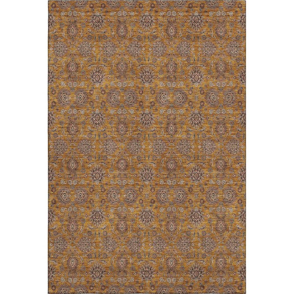 HomeRoots 9' X 12' Floral Area Rug in Copper Beige & Gray - Washable, UV-Protected, Durable & Stylish Design 656818