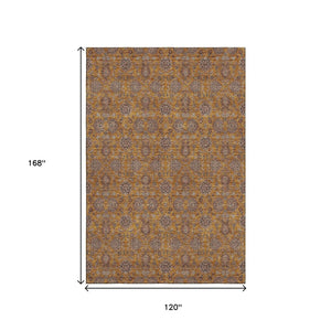 HomeRoots 10' Copper Beige and Gray Floral Area Rug - Washable, UV Protected, Stain Resistant for Homes 656819