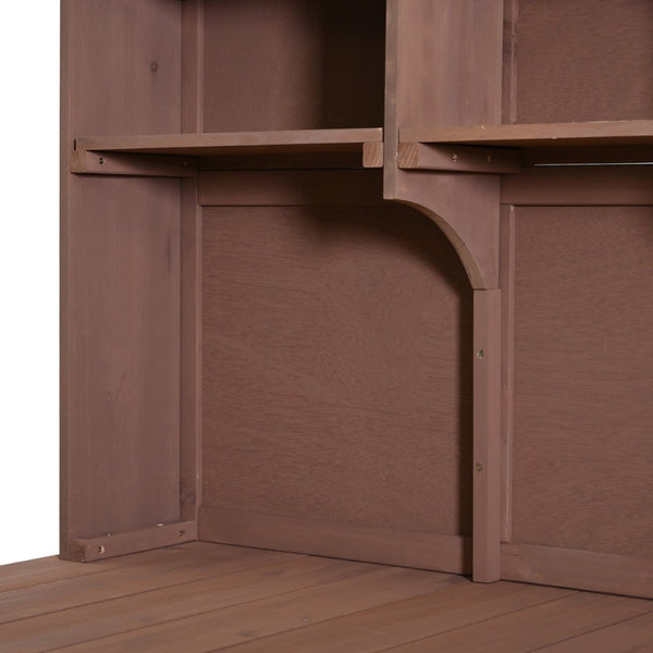 English Elm (with Hutch) Topmax Solid Fir Outdoor Potting Bench Station Cabinets Drawers Patio Garden Brown N717P404332D