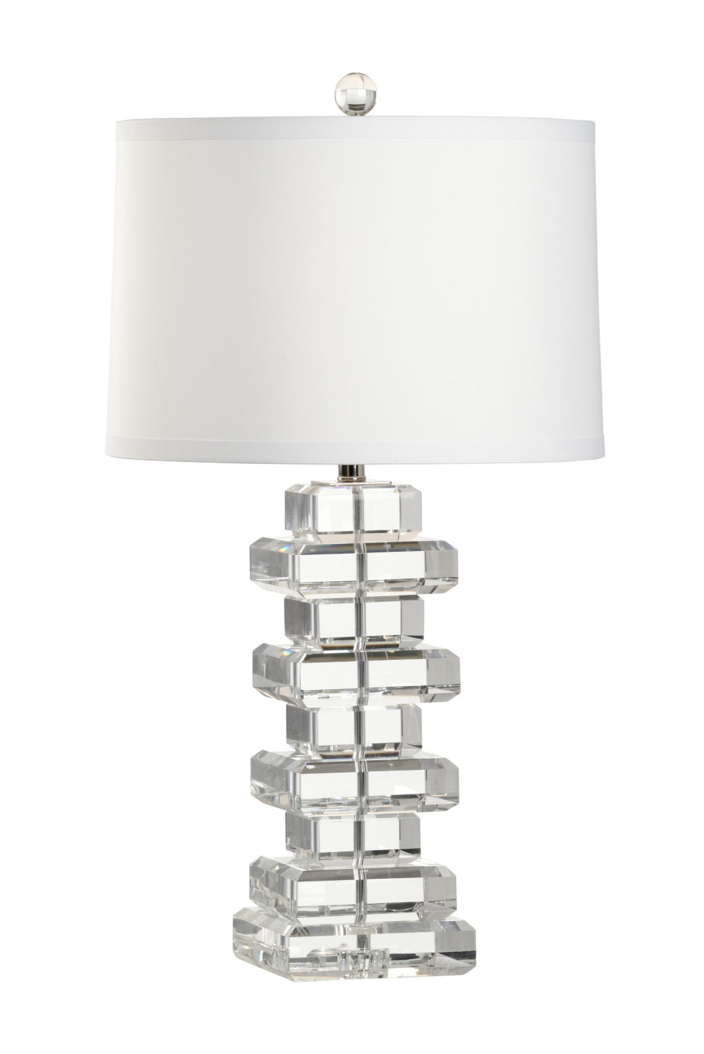 Wildwood Regency Stacked Crystal Table Lamp With Polished Nickel Accents, 32.5" H Sculptural Ambient Light 65682