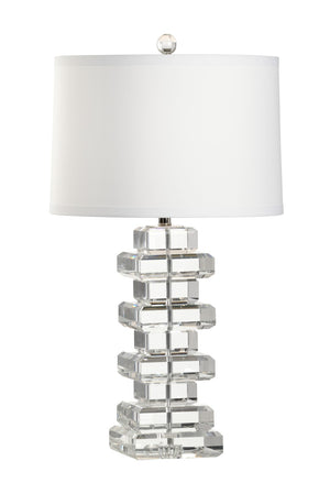 Wildwood Regency Stacked Crystal Table Lamp With Polished Nickel Accents, 32.5" H Sculptural Ambient Light 65682