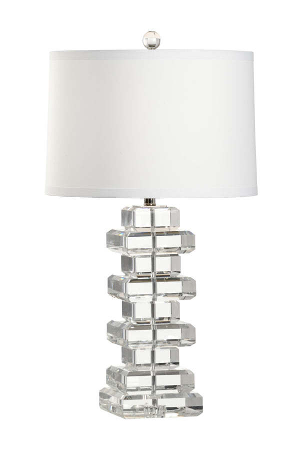 Wildwood Regency Stacked Crystal Table Lamp With Polished Nickel Accents, 32.5" H Sculptural Ambient Light 65682