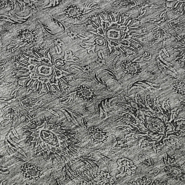 HomeRoots 5' Gray and Silver Floral Washable Area Rug - UV Protected, Stain Resistant, Ideal for High-Traffic Areas 656821