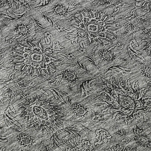 HomeRoots 8' Gray and Silver Floral Round Rug - Washable, UV Protected, Stylish for Living Rooms & Patios 656822