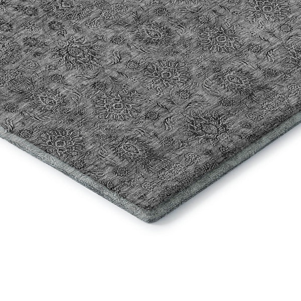 HomeRoots 10' X 14' Gray and Silver Floral Area Rug - Washable, UV-Protected, Stylish for High-Traffic Spaces! 656825