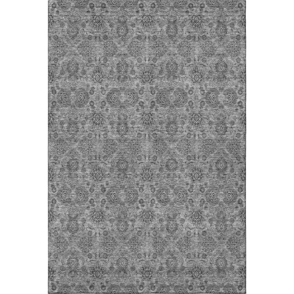 HomeRoots 10' X 14' Gray and Silver Floral Area Rug - Washable, UV-Protected, Stylish for High-Traffic Spaces! 656825