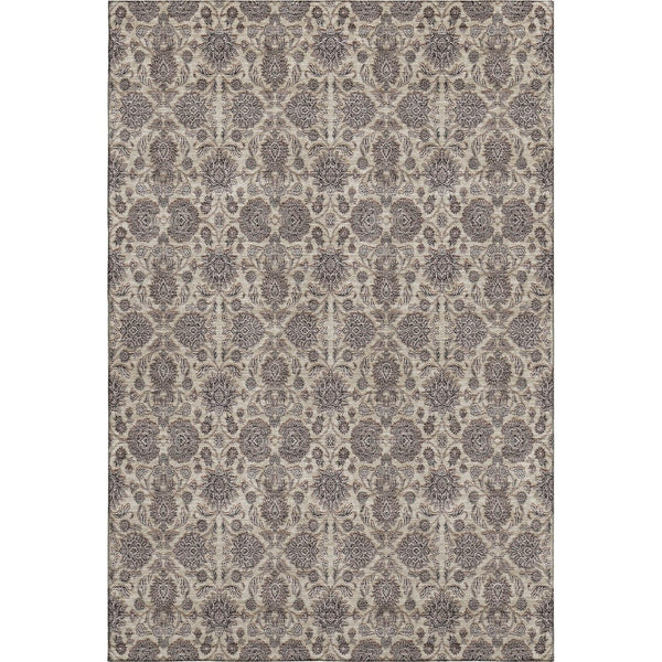 HomeRoots 5' X 8' Elegant Ivory & Taupe Floral Area Rug - Washable, UV-Protected, Stain-Resistant Beauty! 656827