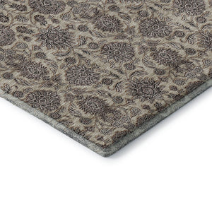 HomeRoots 5' X 8' Elegant Ivory & Taupe Floral Area Rug - Washable, UV-Protected, Stain-Resistant Beauty! 656827
