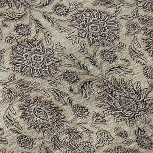 HomeRoots 8' Ivory and Taupe Floral Round Rug – Washable, UV-Protected, Stain-Resistant for Timeless Style! 656828