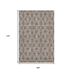 HomeRoots 9' X 12' Elegant Ivory & Taupe Floral Area Rug - Washable, UV-Protected, Durable for Busy Homes 656830