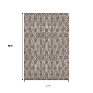 HomeRoots 10' X 14' Elegant Floral Washable Area Rug - Ivory & Taupe, UV Protected, Perfect for Homes with Kids! 656831
