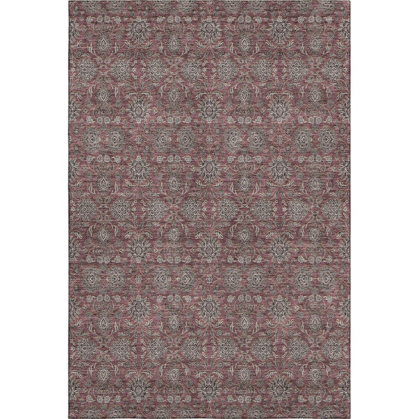 HomeRoots 5' X 8' Merlot & Gray Floral Area Rug - Washable, Stain-Resistant, UV-Protected for Everyday Elegance 656833