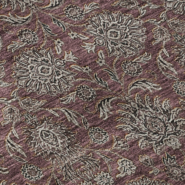 HomeRoots 8' X 10' Merlot & Gray Floral Area Rug - Washable, Stain Resistant, UV Protected for Any Room Decor 656835