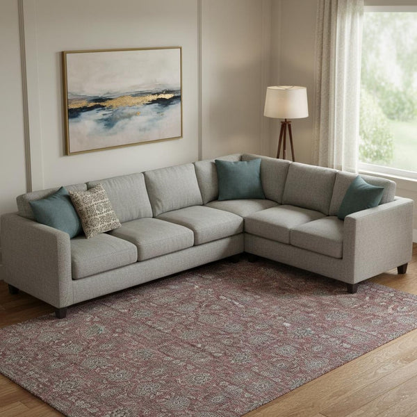 HomeRoots 8' X 10' Merlot & Gray Floral Area Rug - Washable, Stain Resistant, UV Protected for Any Room Decor 656835