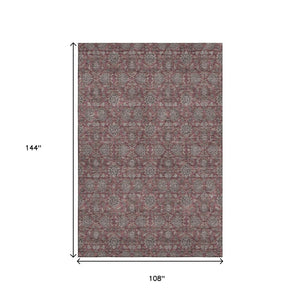 HomeRoots 9' X 12' Merlot and Gray Floral Area Rug - Stain-Resistant, UV Protected, Perfect for Busy Homes! 656836