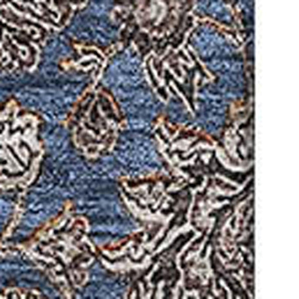 HomeRoots 5' X 8' Navy Blue & Beige Floral Area Rug - Stylish, Washable, UV-Protected for High-Traffic Spaces 656839