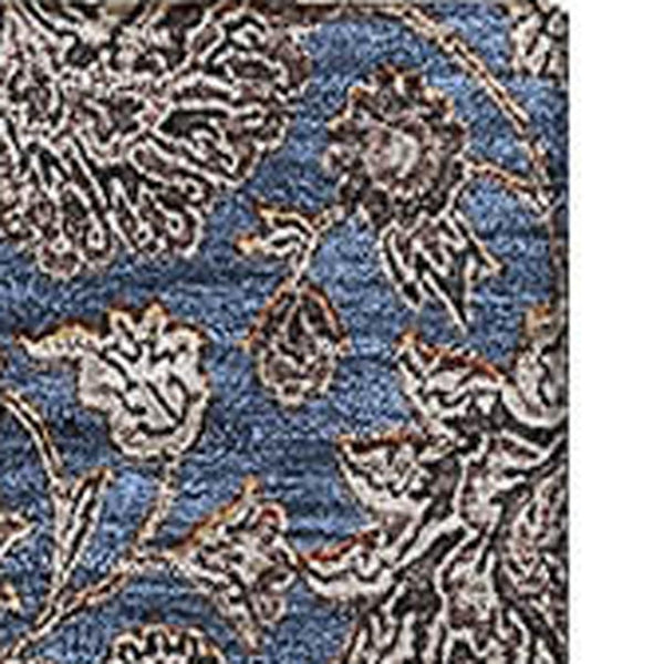 HomeRoots 5' X 8' Navy Blue & Beige Floral Area Rug - Stylish, Washable, UV-Protected for High-Traffic Spaces 656839
