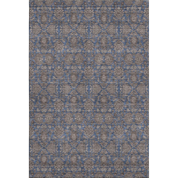 HomeRoots 8' X 10' Navy Blue Floral Area Rug - Washable, Stain Resistant, UV Protected for Family Spaces 656841