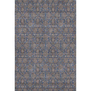 HomeRoots 10' Navy Blue & Beige Floral Area Rug - Washable, UV Protected, Perfect for High-Traffic Areas 656843