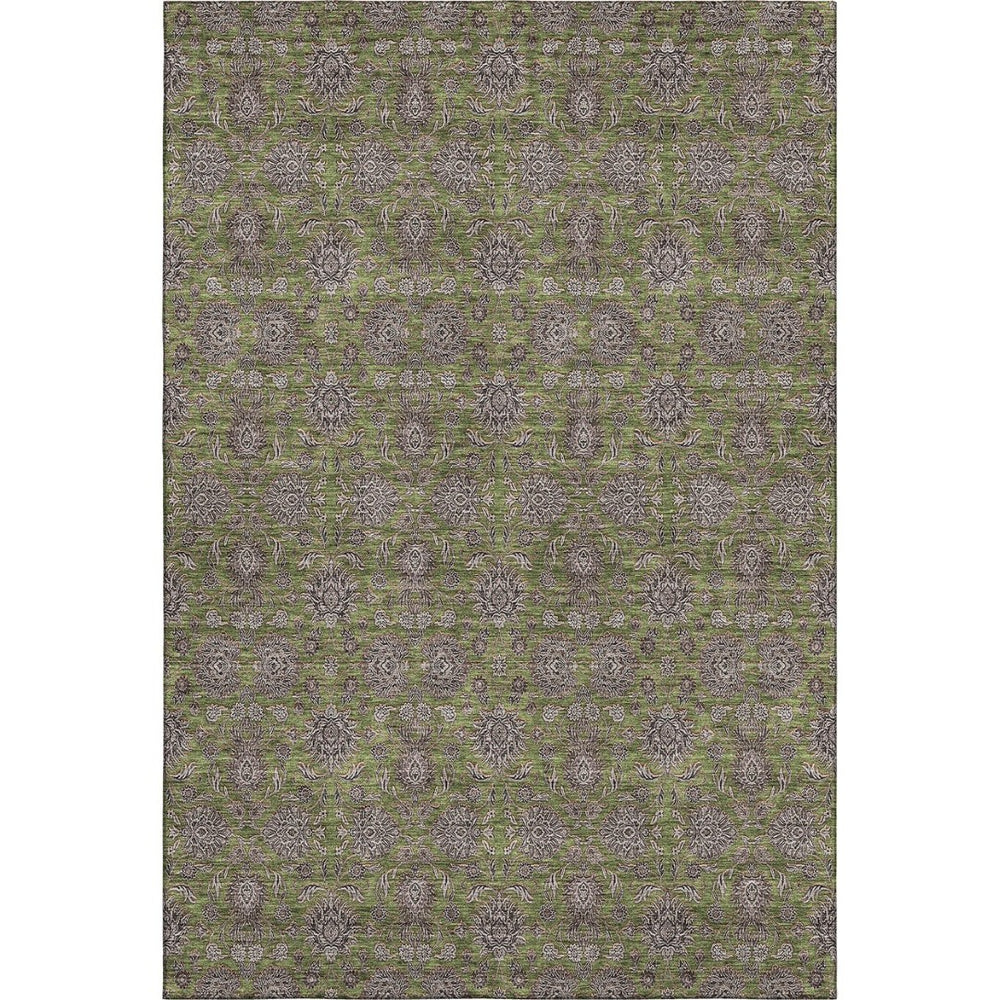 HomeRoots 10' Olive Green & Beige Floral Washable Area Rug - UV Protected, Durable, Perfect for High-Traffic Homes 656849