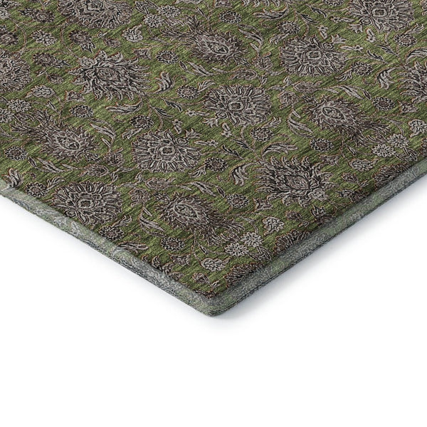 HomeRoots 10' Olive Green & Beige Floral Washable Area Rug - UV Protected, Durable, Perfect for High-Traffic Homes 656849