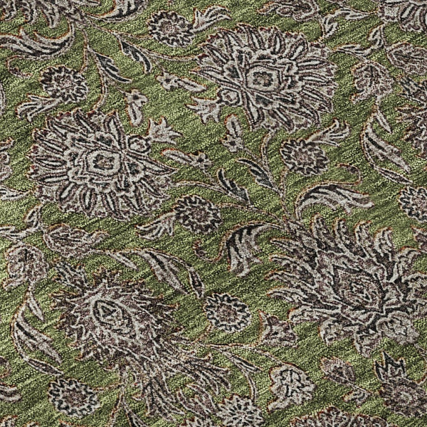 HomeRoots 10' Olive Green & Beige Floral Washable Area Rug - UV Protected, Durable, Perfect for High-Traffic Homes 656849