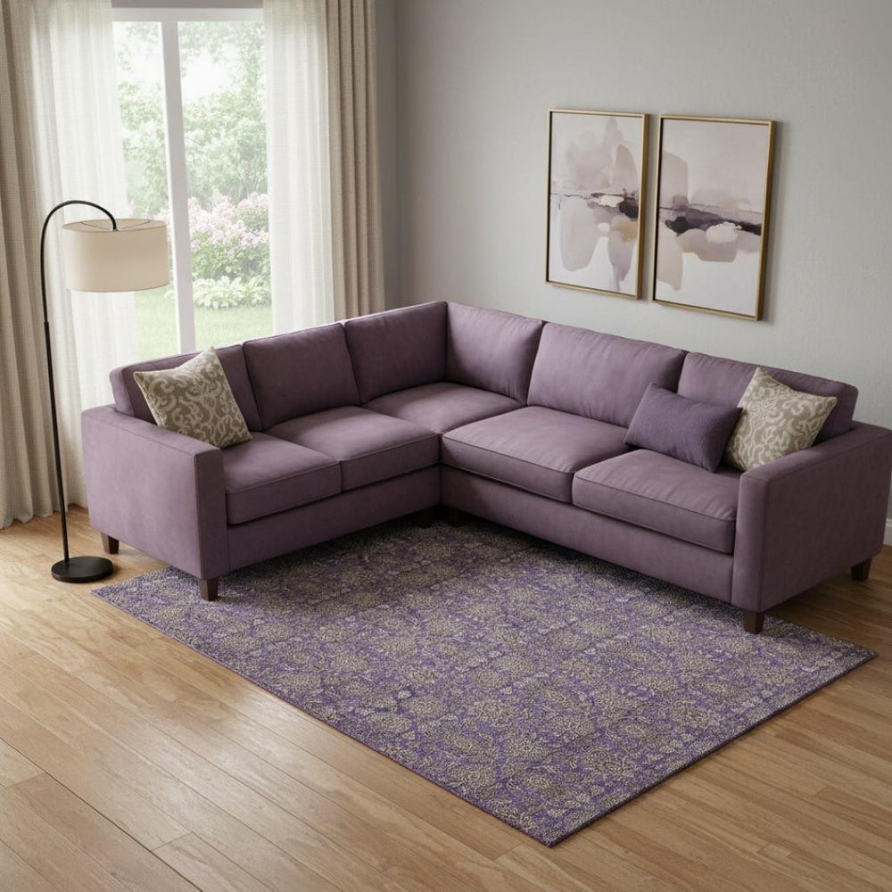 HomeRoots 8' X 10' Stylish Purple & Beige Floral Area Rug - Washable, UV Protected, Stain Resistant, Durable Design 656853