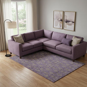 HomeRoots 8' X 10' Stylish Purple & Beige Floral Area Rug - Washable, UV Protected, Stain Resistant, Durable Design 656853