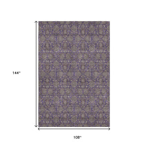 HomeRoots 9' X 12' Floral Area Rug in Purple & Beige - Washable, UV Resistant, Durable for Kids & Pets 656854