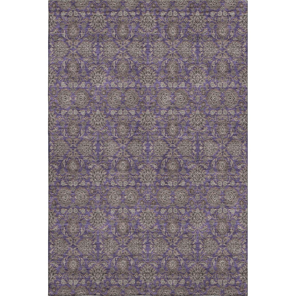 HomeRoots 9' X 12' Floral Area Rug in Purple & Beige - Washable, UV Resistant, Durable for Kids & Pets 656854