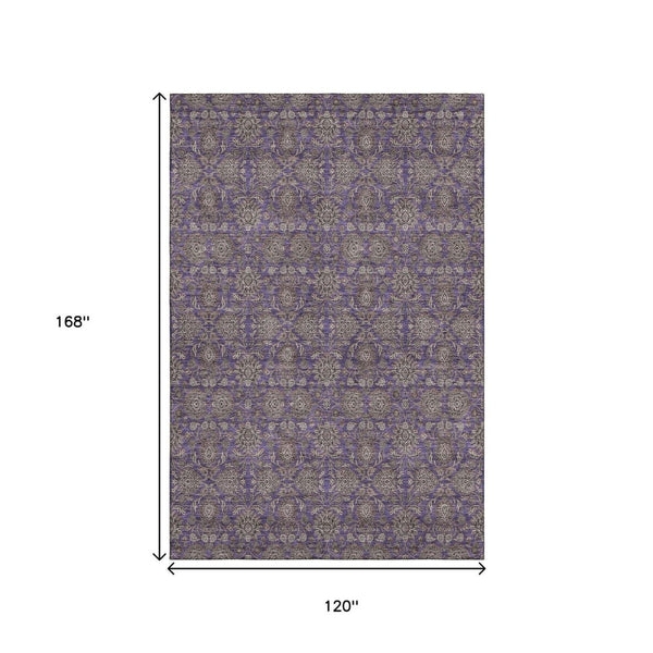 HomeRoots 10' X 14' Purple Floral Area Rug – Washable, UV Protected & Stain Resistant for Family Spaces 656855