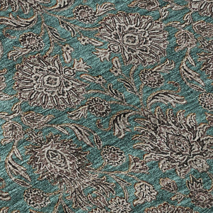 HomeRoots 8' Teal And Beige Floral Round Rug – Washable, UV Protected, Stain Resistant, Perfect for Active Homes! 656858