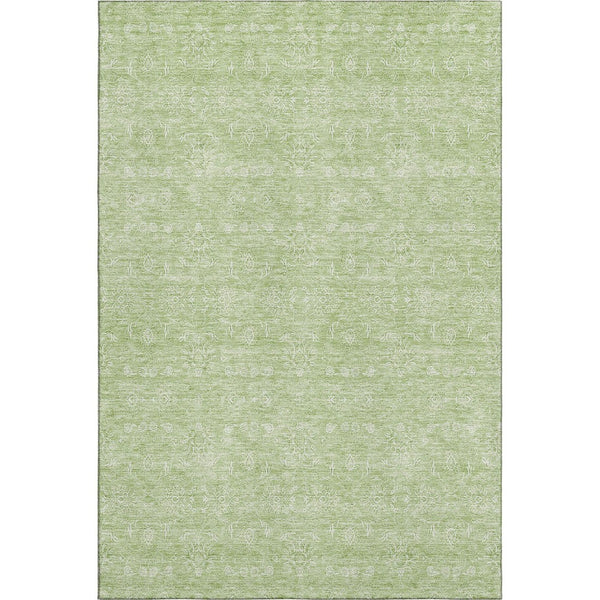 HomeRoots 5' Artichoke Green & Ivory Floral Area Rug - Washable, UV Protected, Stain Resistant for All Spaces 656863