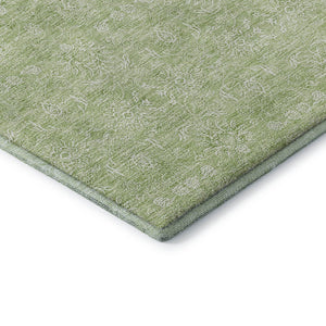 HomeRoots 5' Artichoke Green & Ivory Floral Area Rug - Washable, UV Protected, Stain Resistant for All Spaces 656863