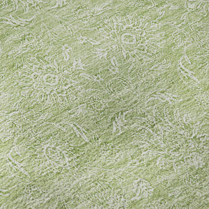 HomeRoots 5' Artichoke Green & Ivory Floral Area Rug - Washable, UV Protected, Stain Resistant for All Spaces 656863