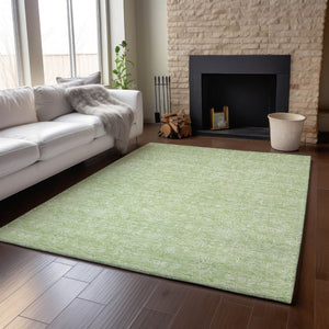 HomeRoots 5' Artichoke Green & Ivory Floral Area Rug - Washable, UV Protected, Stain Resistant for All Spaces 656863