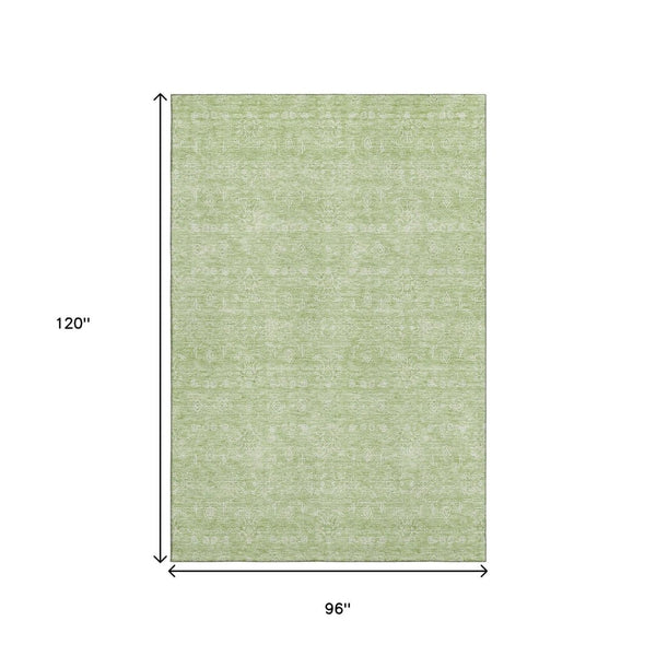 HomeRoots 8' X 10' Artichoke Green Floral Area Rug - Stylish, Washable, UV Protected & Perfect for Busy Homes! 656865