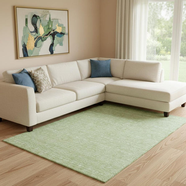 HomeRoots 8' X 10' Artichoke Green Floral Area Rug - Stylish, Washable, UV Protected & Perfect for Busy Homes! 656865