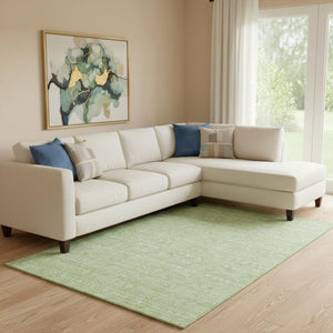 HomeRoots 9' X 12' Artichoke Green Floral Area Rug - Washable, UV-Protected, Stain-Resistant, Durable Design 656866