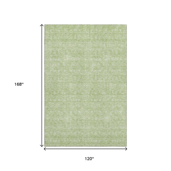 HomeRoots 10' X 14' Artichoke Green and Ivory Floral Area Rug - Durable, Washable & UV Protected for Homes 656867