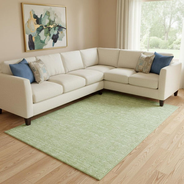 HomeRoots 10' X 14' Artichoke Green and Ivory Floral Area Rug - Durable, Washable & UV Protected for Homes 656867