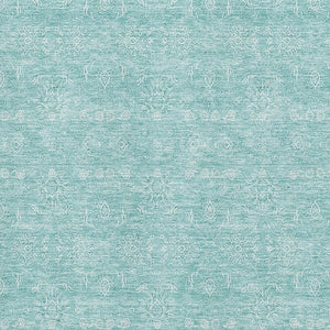 HomeRoots 8' X 10' Aqua Floral Area Rug - Elegant Washable Design with UV Protection for High Traffic Areas 656871